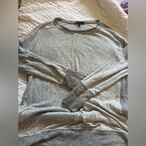 Gibson Gray and Cream Striped Cardigan